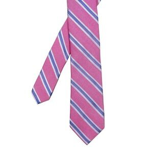 Broletto Pink Striped Necktie Mens OS Cotton Woven Business‎ Formal Tie